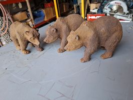 3 Bären Figuren Gusseisen Rostig 