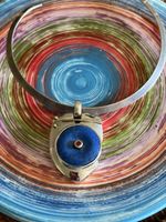 Collier argent avec pendentif l lapis lazuli et rubis