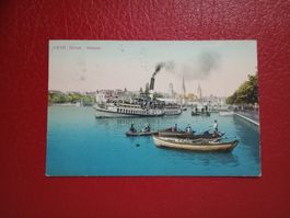 Zürich Utoquai Boote Schiff antike Ak Color 1911
