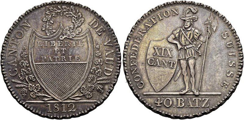 Tutti le monete: 40 batz Canton de Vaud 1812 – Usato da Meyrin venduto da menelaos77
