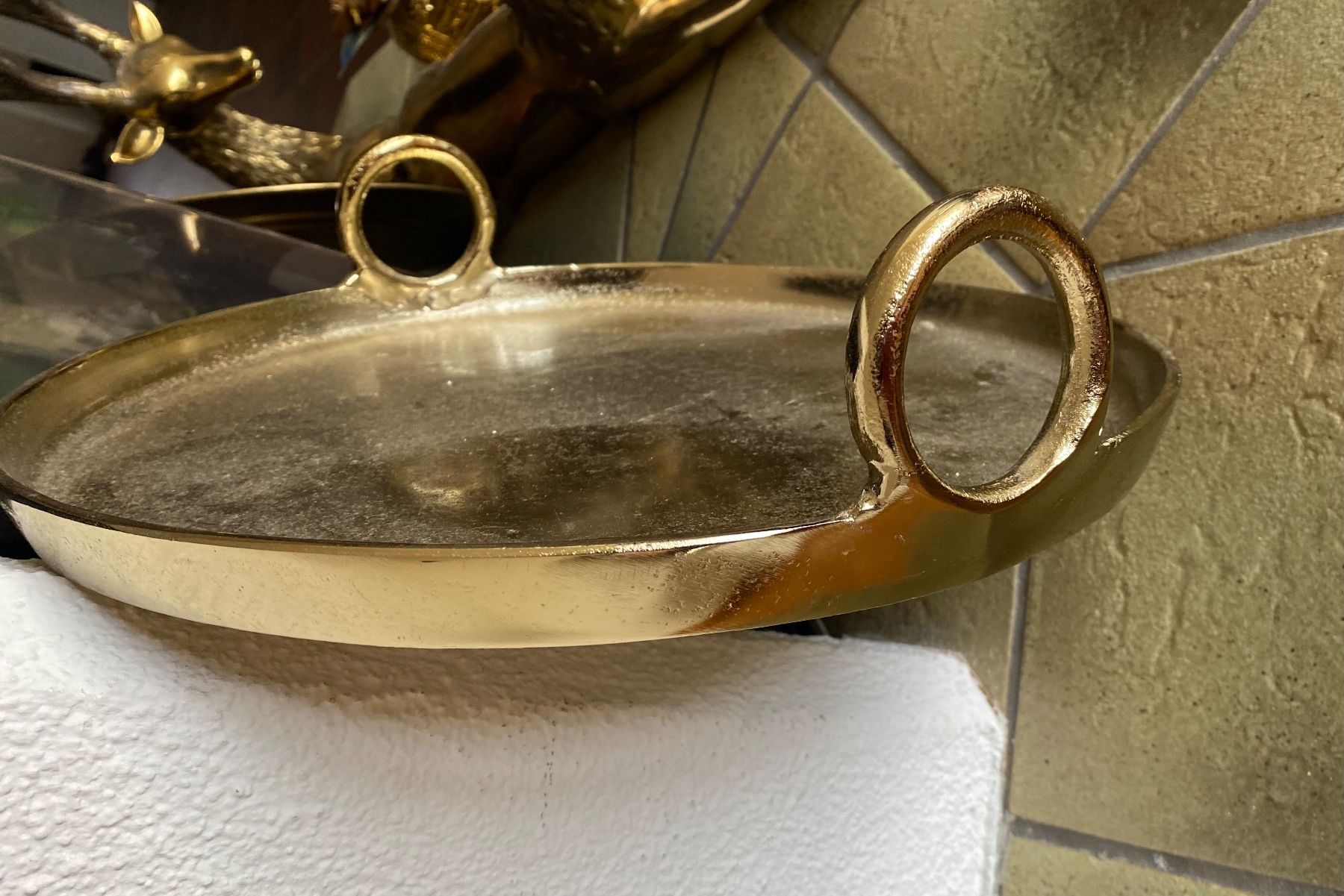 Piatti di portata: goldene Schale Messing Teller Tablett Topf – Usato da Dottikon venduto da 6571
