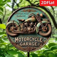 2-D DEKOSCHILD, HOLZ *MOTORCYCLE GARAGE* 20X20CM NEU