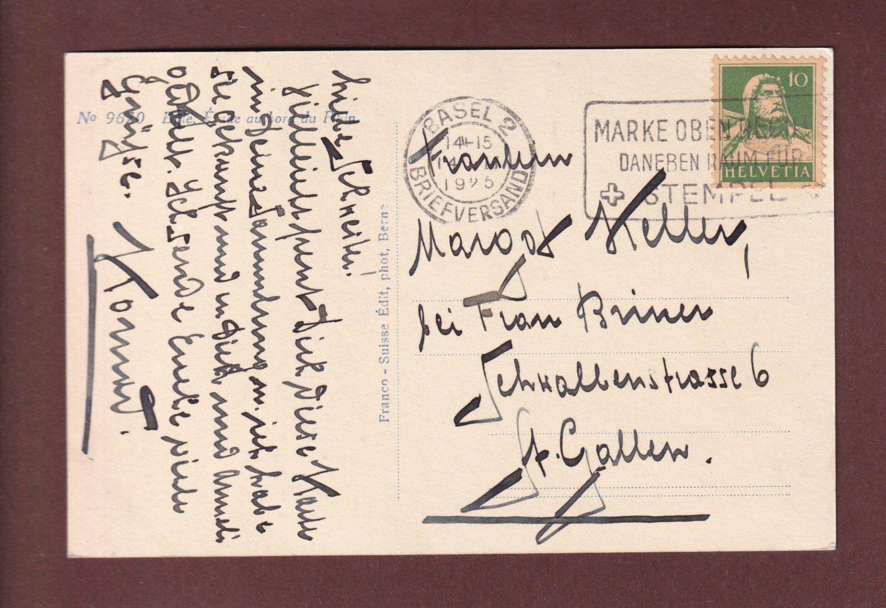 Cartes postales: BASEL - Am Rhein - 1925 – D'occasion à Pully par nicecards-shop 1