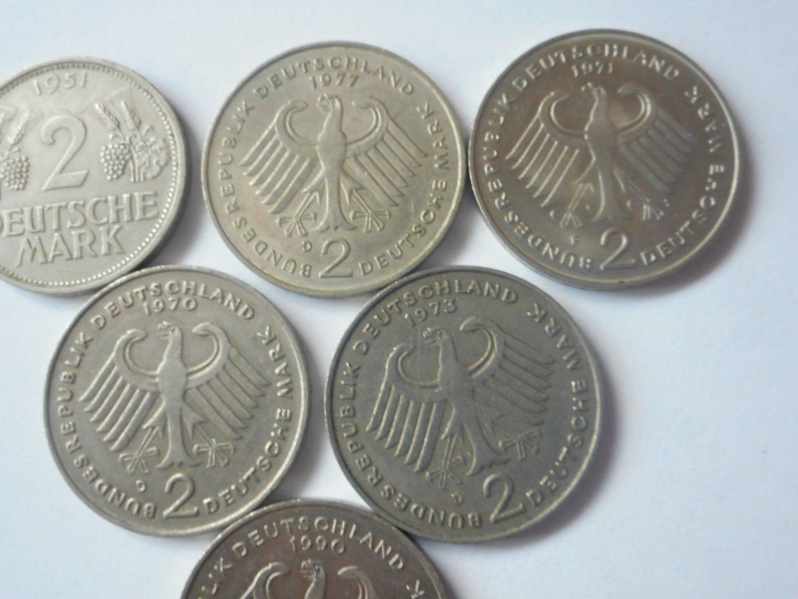 Tutti le monete: 6 x 2 D-Mark versch. Jahrgänge – Usato da Kriegstetten venduto da pizlad2010 2