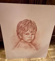 Portrait d’enfant. Sanguine sur carton