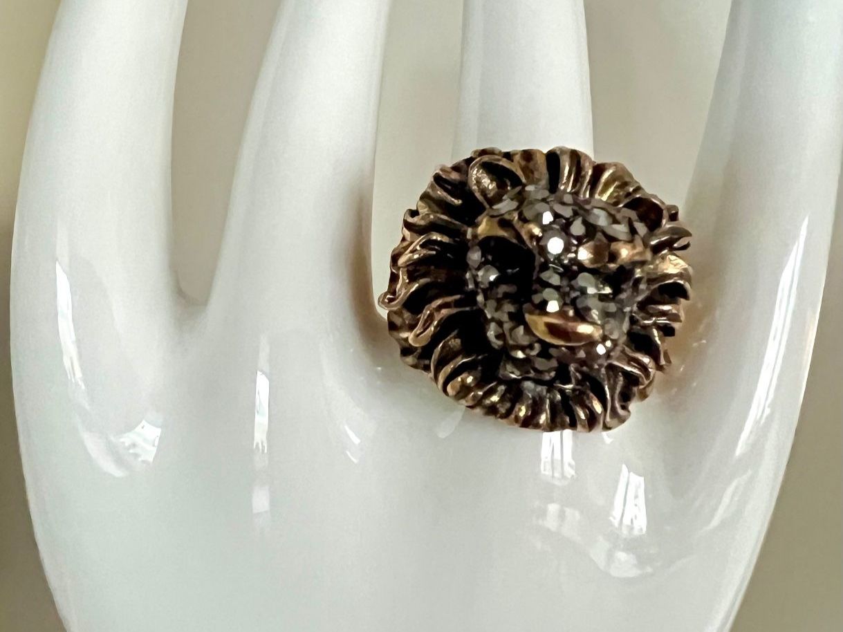 Ringe: Vintage Löwenring Markasiten Bronze Altmessing Statement G53 – Gebraucht aus Ruswil von artbyhand 7