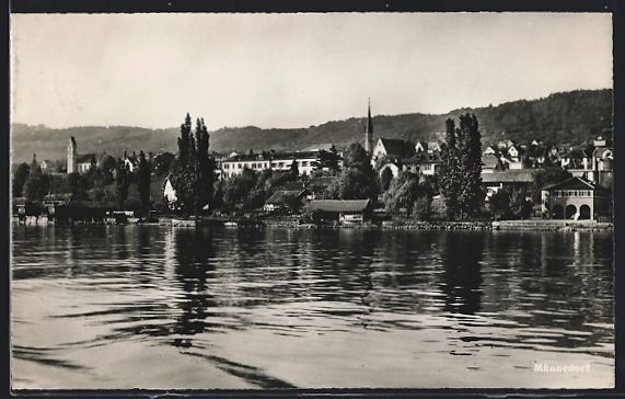 Cartes postales: AK Männedorf, Uferpartie mit Kirche – D'occasion à Berlin par bartko-reher