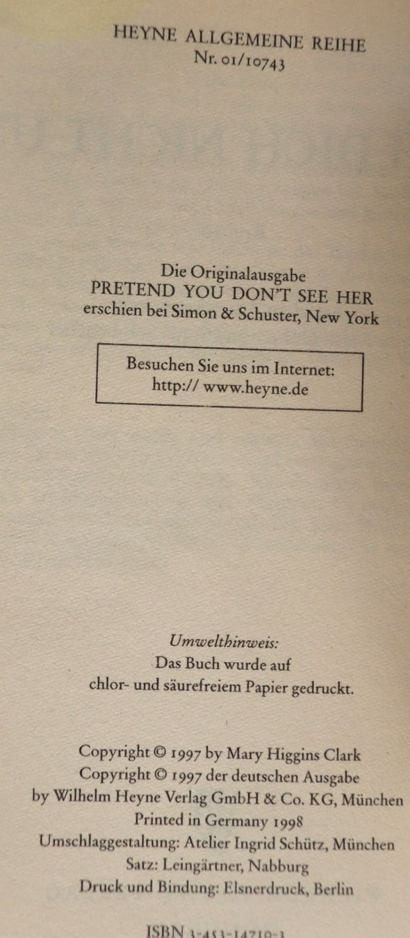Bücher: Mary Higgins Clark - Sieh dich nicht um – Gebraucht aus Glattfelden von Vrenely 5