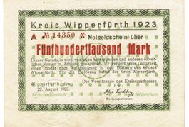 Wipperfürth 500000 Mark Serie A+Prägestempel 22.08.1923 VZ++