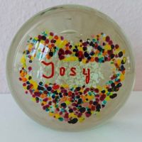 Briefbeschwerer _ Glas _ Paperweight "Josy" - alt/zweiseitig