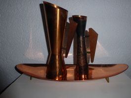 Dekoration Kupfer Vasen Set mit Tablett gebraucht