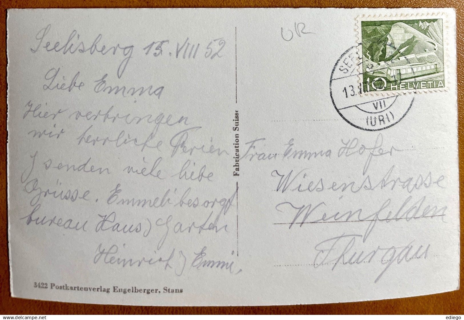 Cartoline postali: Seelisberg mit Myten 1952 – Usato da Lutry venduto da Ediego 1