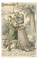 Behüt Dich Gott ! - LIebespaar nimmt Abschied - Präge-Litho