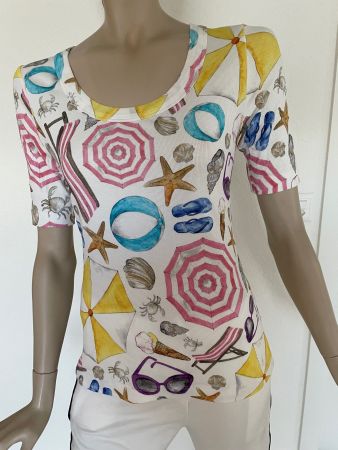 ZAIDA Sommershirt Gr. 38 mit lustigen Strandmotiven, neu
