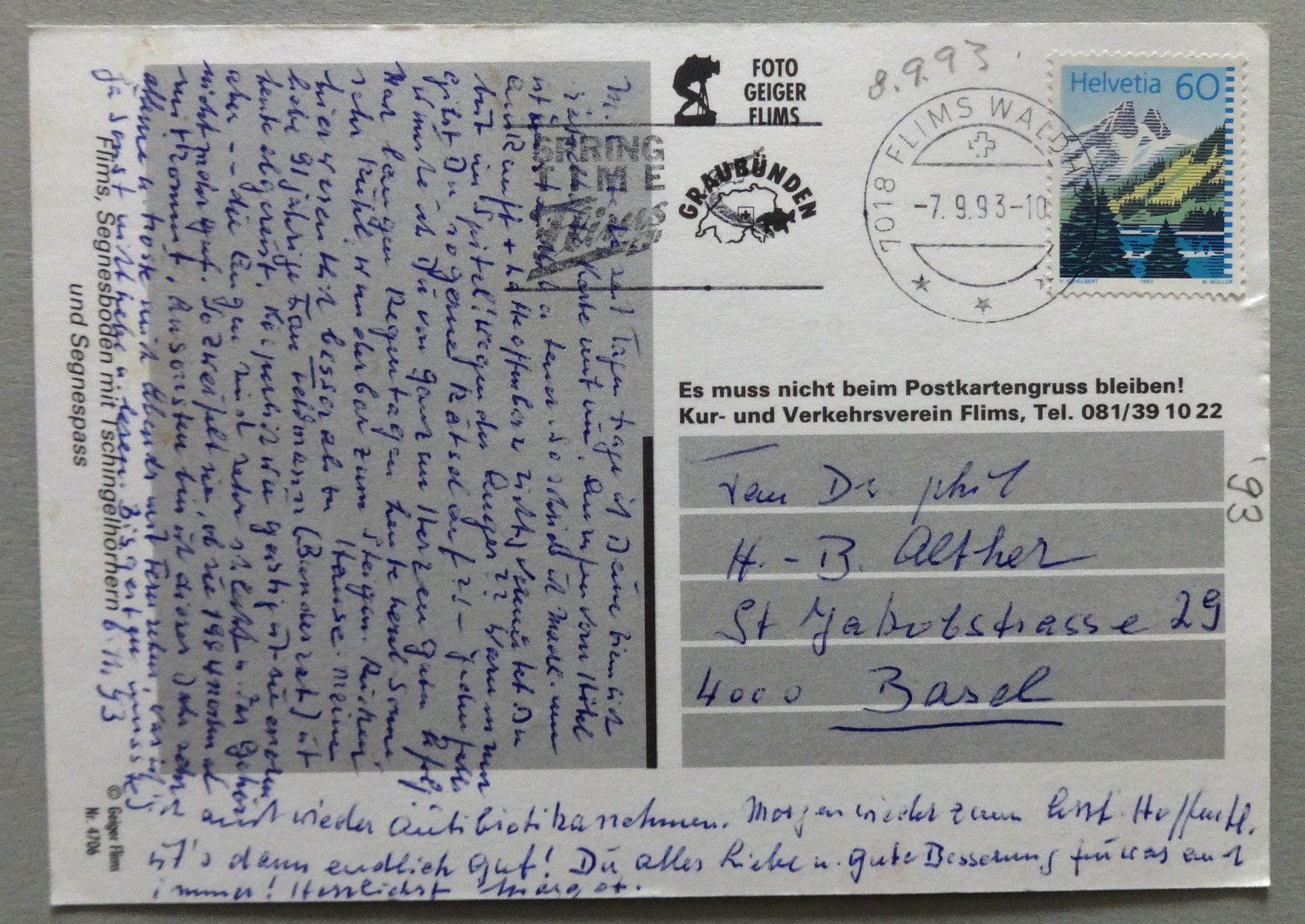 Cartoline postali: Flims, Segnesboden – Usato da Fétigny venduto da Billy2miny 1