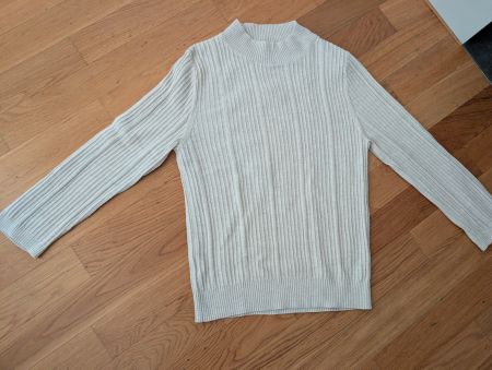 Mango Strickpullover Wollmischung, Creme, Gr. M