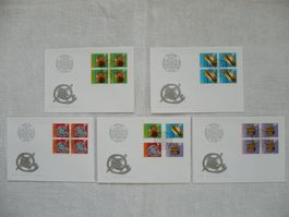 Pro Patria 1995 5 FDC Satz & 4er-Blocks SBK B247 - B250