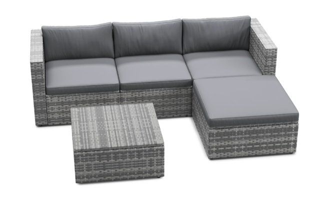 Gonser Sedie a sdraio: Graue Gartenlounge Set, Polyrattan Sofa mit Tisch, Top! – Nuovo (secondo la descrizione) da Weiningen ZH venduto da Okyo06
