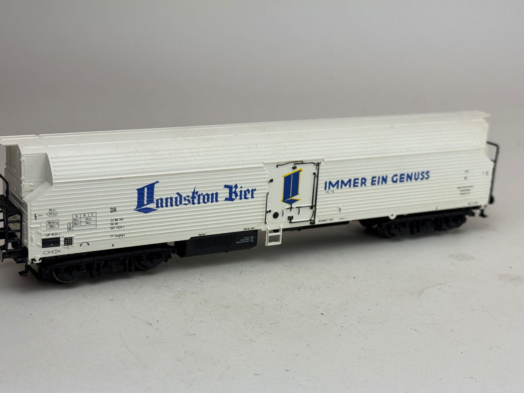 Modellini di ferrovie: EX- Sachsenmodell Kühlwagon Landstron Bier – Usato da Elm venduto da Wikmtz 1
