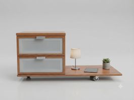 petit meuble avec deux tiroirs sur 4 roulettes