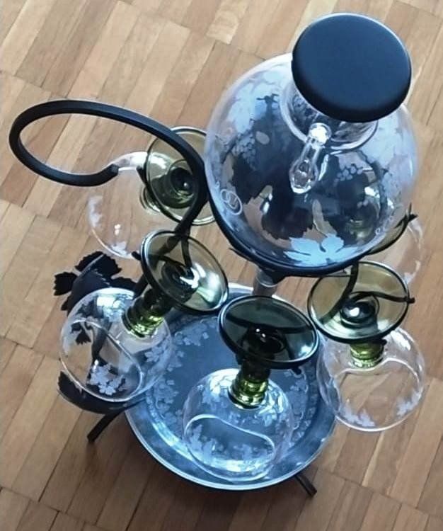 Caraffe: Wein Dekantier mit 6 Gläsern und Ständer - 51 cm - – Nuovo (secondo la descrizione) da Zürich venduto da 1980ale 9