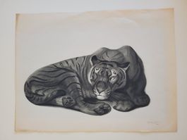 Art Déco Grafik "Tigre couché" - Georges Lucien Guyot