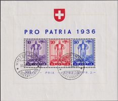 1936 W8 (Pro Patria Block) sauber von Winterthur, Kat:300.-+