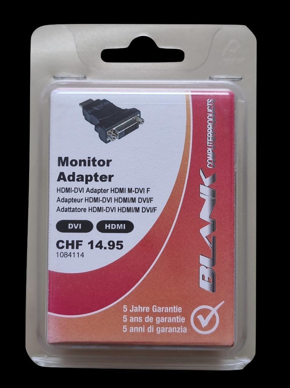 Unità & Adattatore: Blank Computerproducts HDMI-DVI Adapter – Nuovo e nell'imballaggio originale da Seewen SZ venduto da Timekeeper