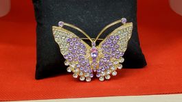 Brosche Schmetterling Lila/Weiss, Modeschmuck, Top Zustand