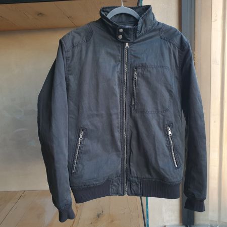 🐸 LÄSSIGE HERRENJACKE 52 H&M JACKE SCHWARZ ZIPPER TASCHEN