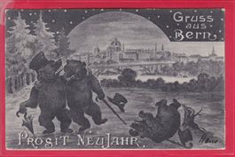 PROSIT NEUJAHR, GRUSS AUS BERN, BÄRENKARTE, 30.12.1905