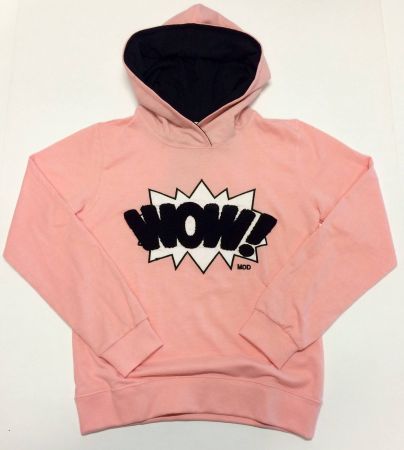 Sweat à capuche rose "WOW!" MDD, taille 8 ans, comme neuf