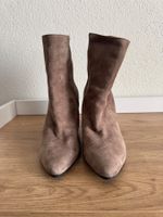 Navyboot Damen-Stiefeletten aus Veloursleder – Taupe – Gr.40