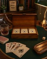 Vintage Kartenspiel mit Schachtel aus Holz