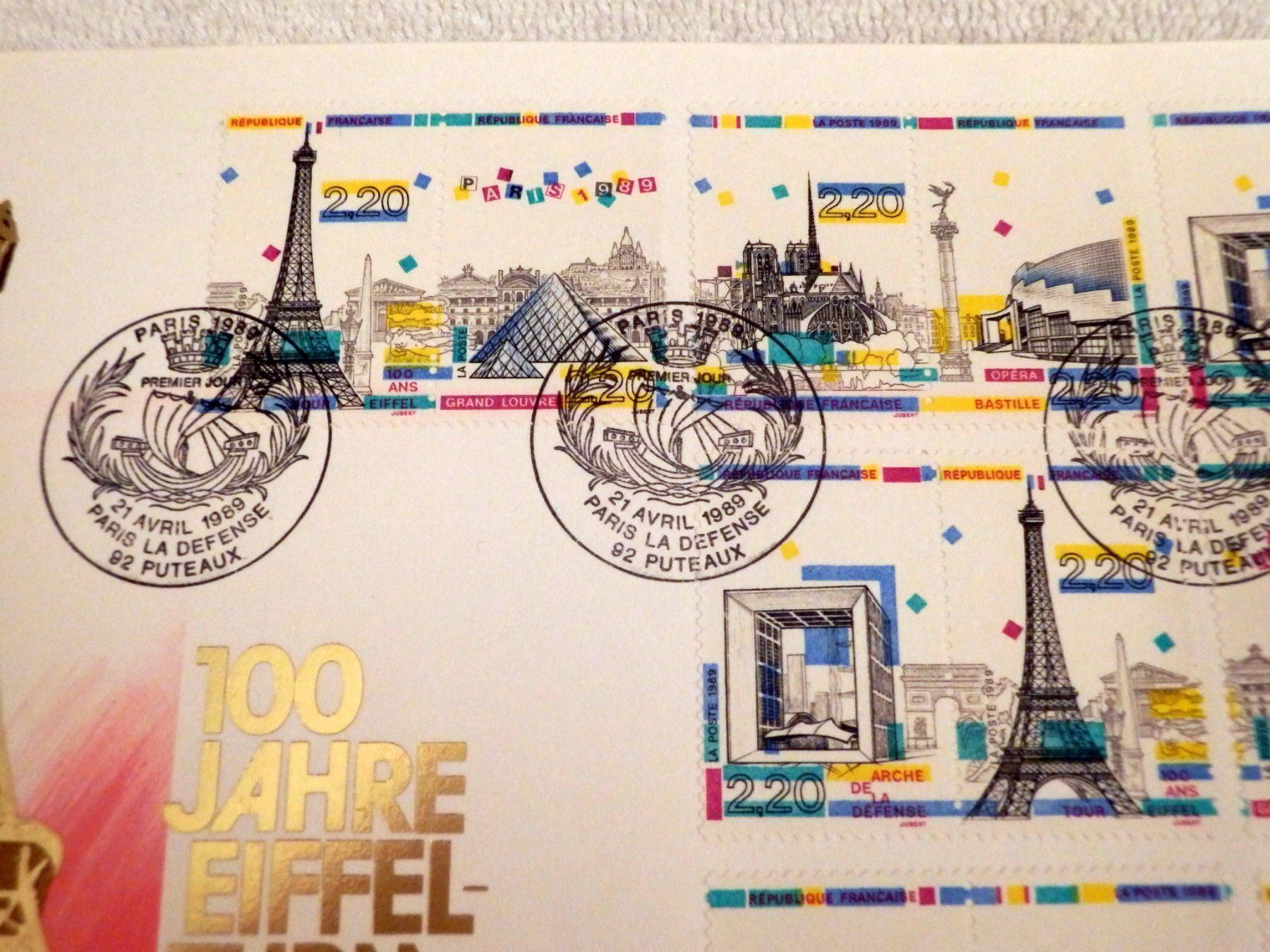 Tous les timbres: Luxusbrief, 100 Jahre Eifelturm, 1989 – Neuf (Voir description) à Ueberstorf par dinbau 1