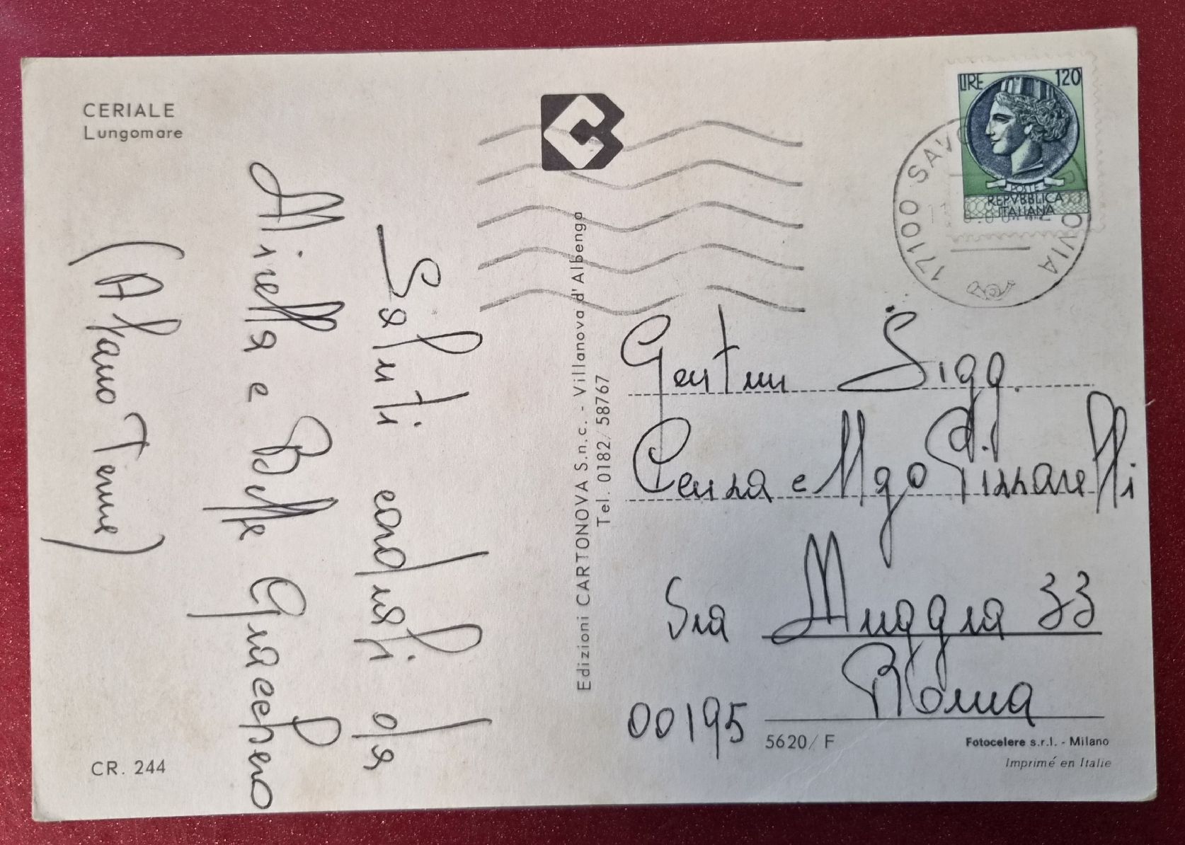 Cartoline postali: Ceriale Lungomare Italien 1980 – Usato da Melchnau venduto da Fishel 1