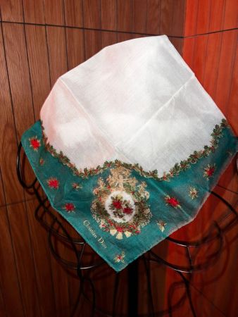 Christian Dior Tuch Floral Grün 47x47 Vintage