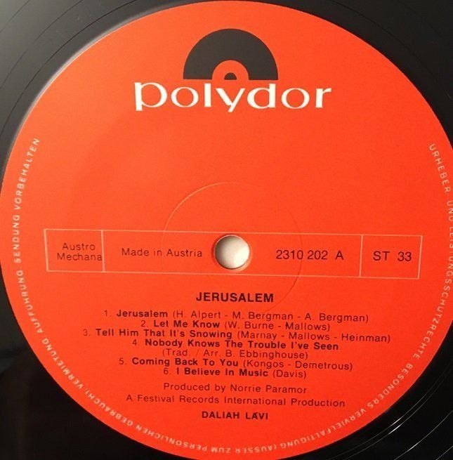 Dischi in vinile: Daliah Lavi - Jerusalem (LP) – Usato da Grüningen venduto da azulmarron 2