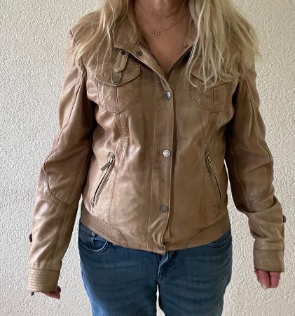 Jacke Übergang beige Gr. 40 Echtleder TAMARIS tolle Optik
