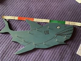 Schlüsselbrett aus Holz   Haifisch ca 45 x 21 cm