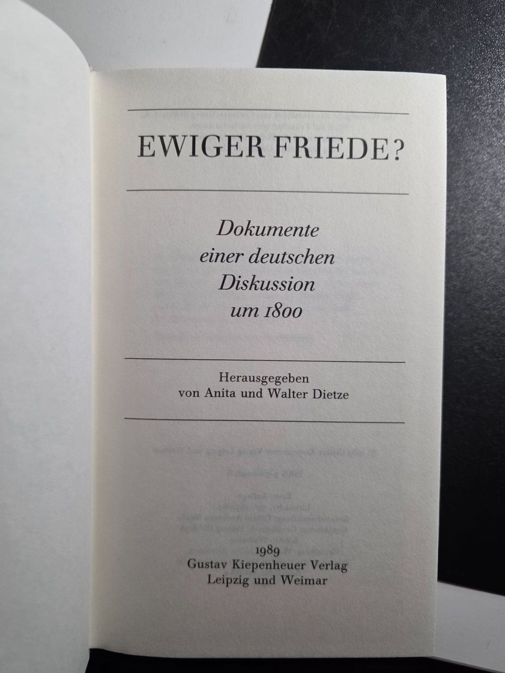 Libri: Ewiger Friede? - Dokumente der dt. Diskussion um 1800 - 1989 – Usato da Walterswil BE venduto da Lonitti 9