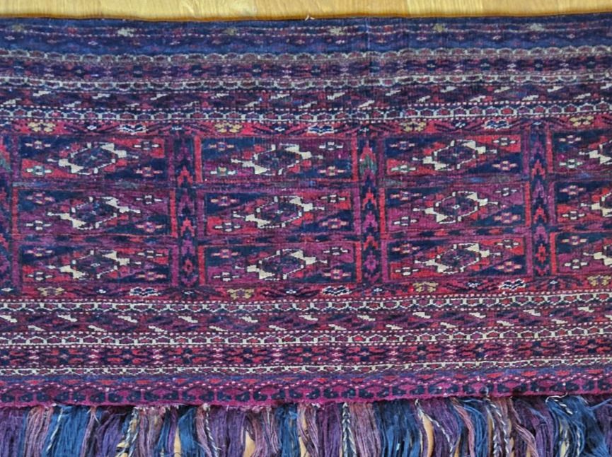 Tappeti: Antiker Turkmenischer Wandteppich mit Fransen, Echt, ca 1880 – Usato da Zürich venduto da helsan 8