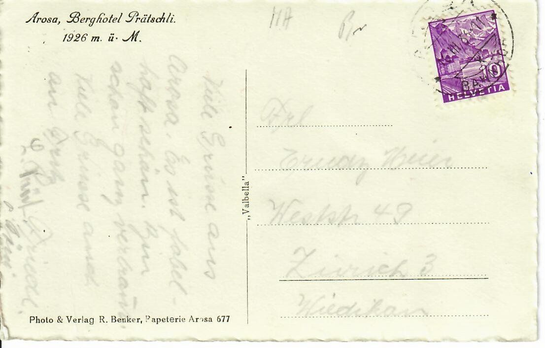 Cartoline postali: Arosa Berghotel Prätschli – Usato da Hochdorf venduto da Ziegel-16 1