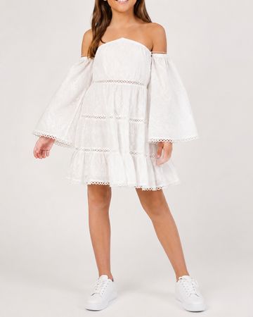 Robe Marlo Kids blanche en broderie anglaise – 12-14 ans