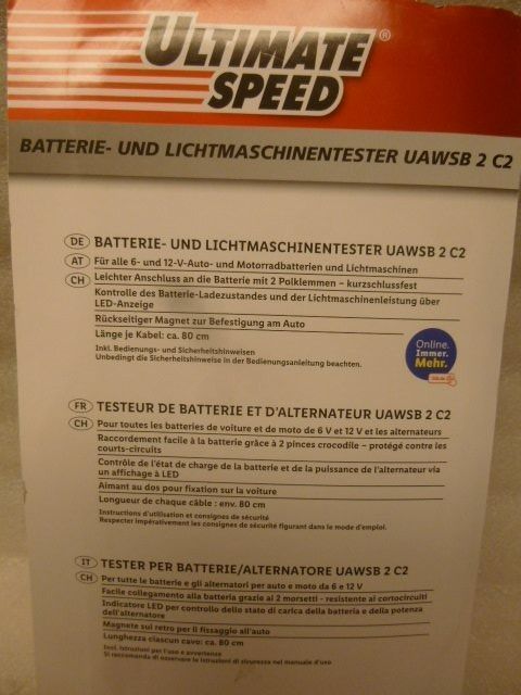 Misurare: Batterie und Lichtmaschinentester - 100% NEW – Nuovo e nell'imballaggio originale da Pambio Noranco venduto da Pol69 1
