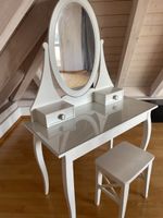 White Dressing Table with Mirror and Stool