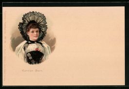 Litho Frau aus dem Kanton Bern in Tracht