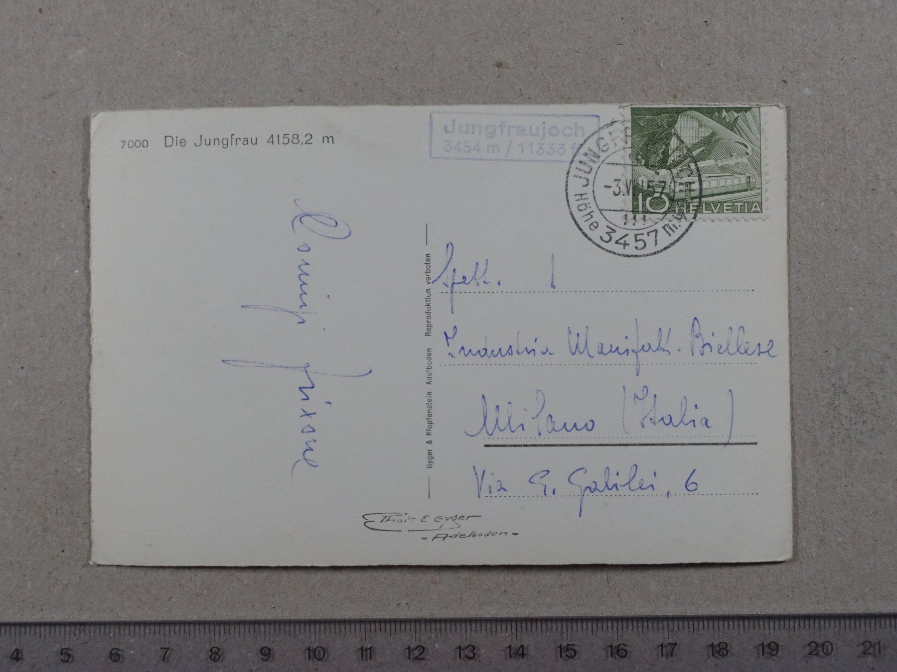 Cartoline postali: Die Jungfrau, 1957 – Usato da Lenzburg venduto da fh1 1
