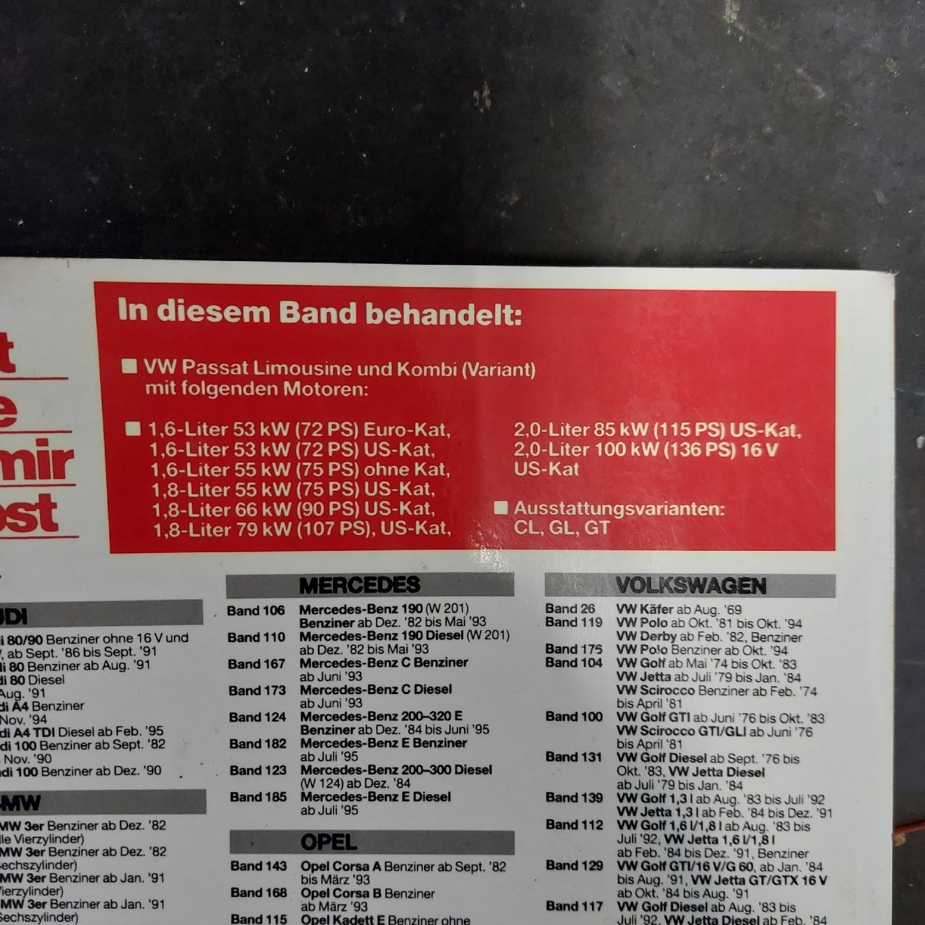 Bücher: Reparaturanleitung VW Passat – Gebraucht aus Langnau i.E von paax 2