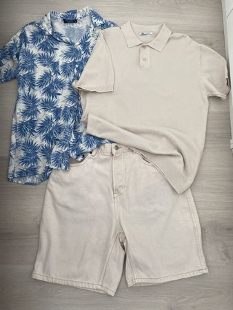 Kleidung Set Zara und Thomas Hemd Shorts beige blau